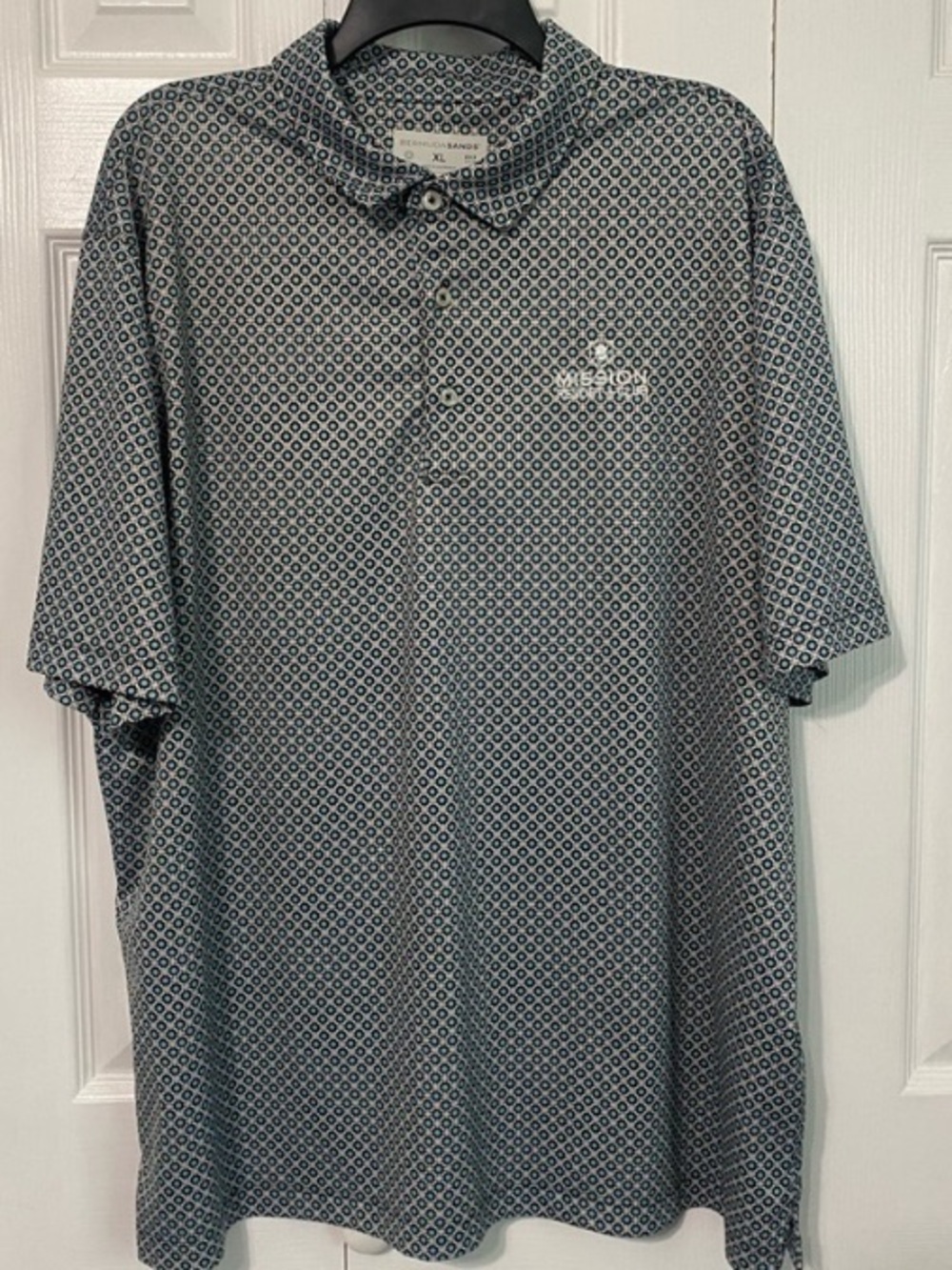 Bermuda Sands Shirt Mens XL Blue White Golf Geometric Polo Logo